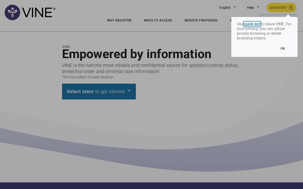 VINELink custody notification option for Payette County records